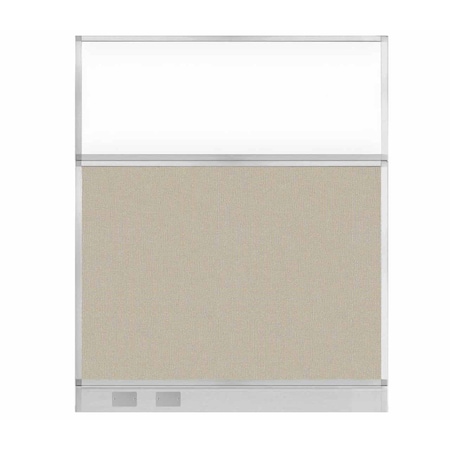Versare Hush Panel Configurable Cubicle Partition 5' x 6' Sand Fabric Clear Window w/ Cable Channel 1856416-2